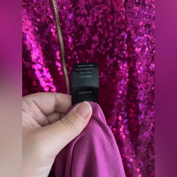 Lulus Hot Pink Sequin Bodycon Midi Dress – Women’s Party / Holiday Dress - Picture 9 of 9